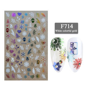 Vente en gros autocollants adhésifs <span class=keywords><strong>pour</strong></span> <span class=keywords><strong>ongles</strong></span> de Noël autocollants <span class=keywords><strong>pour</strong></span> <span class=keywords><strong>ongles</strong></span> flocon de neige or et blanc laser de Noël - Product Image 5