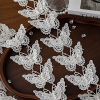 Perles de dentelle 3D double couche blanches de 7,5 cm de large, en polyester, légères, solubles dans l'eau, pour broderie, nœuds, DIY manuel, chaussures