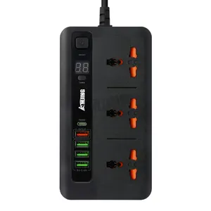 3 outputs 3000W 10A 250V extension socket 20w pd quick charger pd usb 3.0 smart power strip