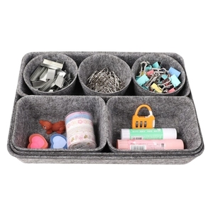 Boîtes de rangement en feutre avec couvercles pour tiroirs, organiseurs de bureau, boîtes de rangement pour loisirs créatifs, fournitures de bureau, stylos et notes - Product Image 1
