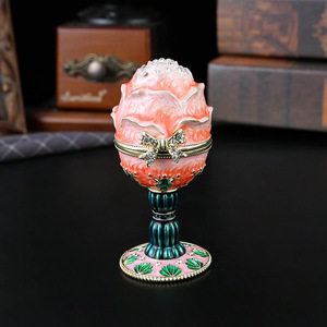 Nouvel Œuf de Pâques exquis en forme de lotus, en métal émaillé, œuf <span class=keywords><strong>Fabergé</strong></span> pour cadeaux - Product Image 2