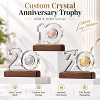 Trophée en cristal poli à la main en forme de chiffre pour récompense d'entreprise, OEM ODM