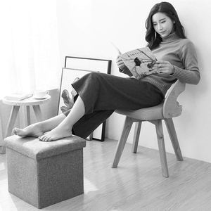 Multifunctional Living Room Shoes Changing Footstool Cube Storage Chest Sofa <strong>Pouffe</strong> Seat Ottoman Stool With Hidden Storage Space - Product Image 6