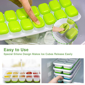 Rayshine BPA Cấp Thực Phẩm Miễn Phí Silicone Dễ Dàng Phát Hành 4 Gói 14 <span class=keywords><strong>Ice</strong></span> Cube Khuôn Mẫu Nhựa Stackable <span class=keywords><strong>Ice</strong></span> Cube Khay Với <span class=keywords><strong>Container</strong></span> - Product Image 3