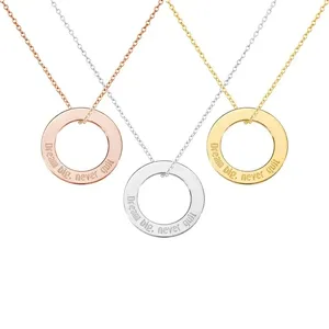 Custom Stainless Steel Family Jewelry Personalized Engraved Children's Name Circle of Love Necklace For Mother With Diamond