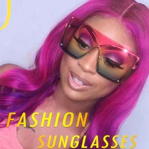 Gafas de Sol de Lujo Nuevas 2021 con Montura Sin Aro en Degradado Azul y Amarillo para Mujer, Gafas de Sol de Gran Tamaño con Protección UV400 para Mujer - Product Image 2