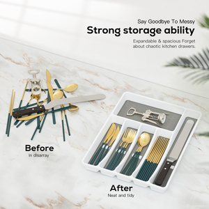 6-Ngăn Xách Tay Nhựa Không Thấm Nước Vuông Nhà Bếp Ngăn Kéo Lưu Trữ <span class=keywords><strong>Organizer</strong></span> Cho Dao Dforks Thìa Và Nấu Ăn Đồ Dùng - Product Image 4