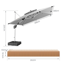 Parasol de jardin haut de gamme moderne en aluminium imperméable à double auvent avec grande baldaquin pour hôtels et piscines