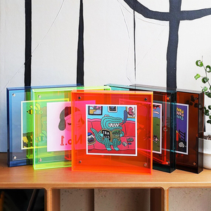 Cadre photo acrylique à bord néon conception de <span class=keywords><strong>bloc</strong></span> magnétique présentoir <span class=keywords><strong>double</strong></span> face pour bureau et décoration murale de la maison - Product Image 6