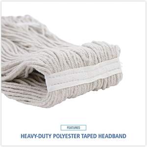 Boardwalk BWK4024CCT Pro Loop Web/Tailband Cotton Wet <b>Mop</b> Head <b>Cleaning</b> Rectangle Triangle Absorbent for Floor Use 12/Carton - Product Image 6