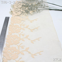 Dentelle brodée en maille noire brillante de 26 cm, garniture en dentelle à paillettes, broderie florale, tissu en dentelle pour lingerie haut de gamme, décoration de vêtements