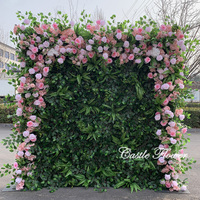 W-B031 Mur de fleurs en toile de fond enroulable 6D, roses noires, thème noir, fleurs décoratives pour la décoration de mariage