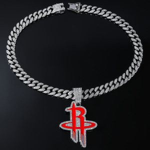 Nouveaux colliers pendentifs en alliage rouge plaqué or et argent de luxe léger, style hip-hop, collier pour homme, bijoux de mode, vente en gros - Product Image 4