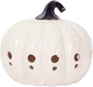 Ceramica Bianca Grande <span class=keywords><strong>Zucca</strong></span> con Foglie Lanterna - Product Image 3