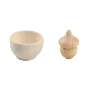 Petit bol en bois de couleur naturelle et ensemble d'acorns, jouet créatif de peinture DIY pour enfants, décoration d'intérieur - Product Image 3