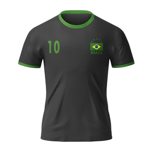 Maglia <span class=keywords><strong>da</strong></span> Calcio Personalizzata Brasile Numero 10 Ricamo Stampa a Caldo Alta Qualità Multicolore Maglietta Sportiva Corta Unisex per Giocatori - Product Image 6