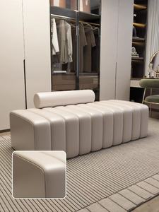 Sofa Panjang Kulit untuk Ruang Tunggu Manikur, Area Kecantikan, Salon Kuku, Bangku & Ottoman - Product Image 3