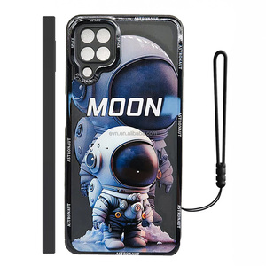Funda de teléfono de silicona con estampado de dibujos animados de astronautas lindos con cubierta trasera de cuerda para Samsung S23 ultra A12 A52 <span class=keywords><strong>A72</strong></span> A32 <span class=keywords><strong>A53</strong></span> A02 A50 A33 S22 - Product Image 2