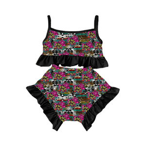 Conjunto de Ropa para Bebé Niña: Top Pequeño con Volantes y Estampado Floral con Tirantes y Braguita a Juego - Product Image 5