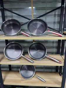 Panci Penggorengan makanan Stainless Steel, peralatan masak tidak lengket lapisan 18/20/24/28cm besi anti karat