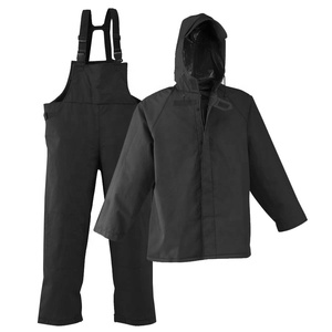 Chubasquero de poliéster impermeable personalizado barato, <span class=keywords><strong>traje</strong></span> de lluvia de pescador para pesca, trabajo, senderismo, incluyendo chaqueta y pantalones con pechera - Product Image 4
