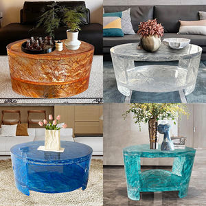 Table Basse de Salon Moderne de Luxe Léger <span class=keywords><strong>en</strong></span> Résine Transparente, Cristal Océan Bleu, Écologique, Haute Qualité, pour Maison et Villa - Product Image 6