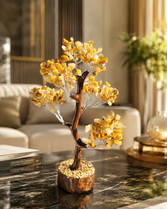 Handmade Yellow <b>Crystal</b> Money <b>Tree</b> Natural Gemstone Bonsai Decorative Stone <b>Tree</b> Feng Shui Desk Ornament - Product Image 2