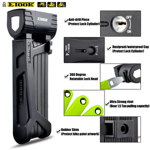 Etook - Antivol pliable robuste - Antivol compact en acier pour vélo, scooter, <span class=keywords><strong>moto</strong></span> - Antivol à chaîne professionnel et résistant - Product Image 4
