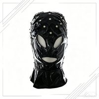 Accessoires de bondage BDSM pour hommes et femmes, couvre-chef sexuel, jouets pour adultes, accessoire de scène, bouche ouverte, yeux avec rivets, cuir PU noir
