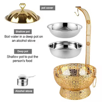 Chauffe-plats en acier inoxydable 8l pour restaurant Ensemble buffet de plats chauffants en or de luxe pour mariage