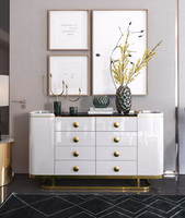 Buffet de luxe en acier inoxydable design salon buffet d'angle rond multifonction moderne Simple Table Console en marbre