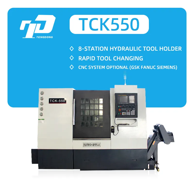 Çin'den torna makinesi tipi cnc otomatik torna TCK550 eğimli yatak cnc torna fanuc