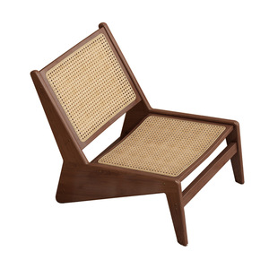 Silla Geométrica de Ratán, Chaise Longue Color Nogal, Reclinable para Sala de Estar o Balcón - Product Image 5