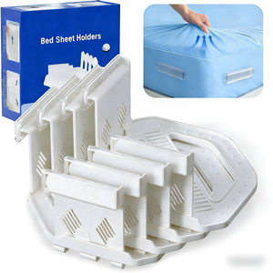 4 Coins De Lit Lock Fit - Maintient Les Draps Fermes Et Serrés, Gris, Finition Polie