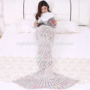 Tail Blanket Scale Knitted Mermaid Tail Blankets Snuggle Blanket