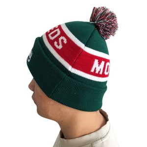 Gorro de invierno de acrílico Jacquard de alta calidad con pompón para hombre, Gorro con pompón de punto rubí personalizado con logotipo bordado - Product Image 5