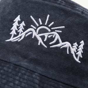 Casquette de pêcheur personnalisée avec broderie de paysage montagneux, en coton délavé, chapeau de pêcheur, chapeau de soleil - Product Image 4