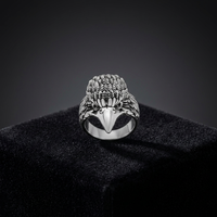 Bague minimaliste en argent 925 avec tête d'aigle et plumes pour femme