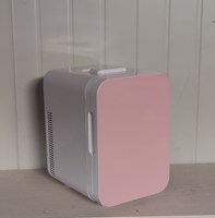 Réfrigérateur électrique portable en verre rose de 10 L pour cosmétiques, refroidisseur et réchauffeur pour camping-car, faible bruit, alimentation 12 V pour aliments, boissons et produits de beauté