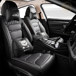 Set Completo di Lusso 9 Pezzi <span class=keywords><strong>Coprisedili</strong></span> Auto <span class=keywords><strong>Universali</strong></span> in Pelle Traspirante Impermeabile 5D per Tutte le Stagioni con Logo Personalizzato - Product Image 1