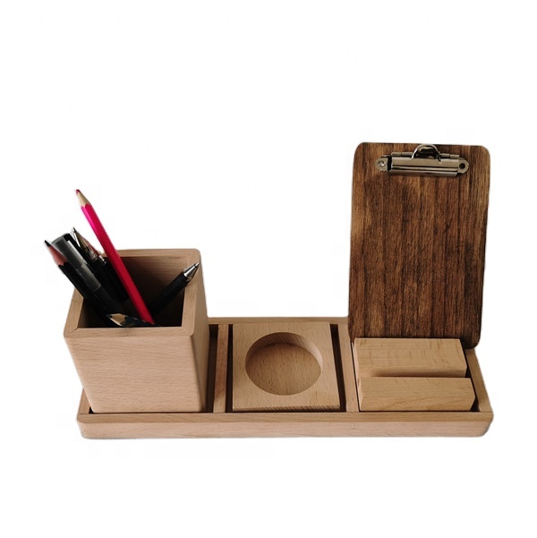 Деревянный офисный Настольный органайзер, держатель для визиток, телефона, ручек, аккуратный подарок для коллеги