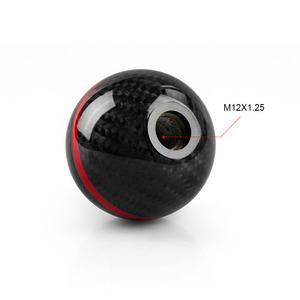 Crastp Carbon Fiber Car <b>Shift</b> <b>Knob</b> 5 6Mt With Red Stripe Mugen Logo For Manual Transmission Cars - Product Image 3