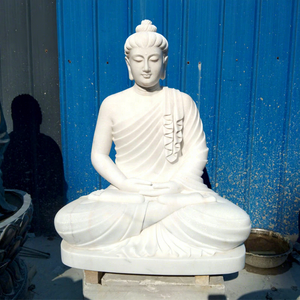 Sculpture religieuse bouddhiste de jardin extérieur QUYANG, sculpture en <span class=keywords><strong>pierre</strong></span> blanche, statue de Bouddha grandeur nature en marbre - Product Image 2