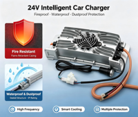 Pengisi Daya Baterai Lithium LiFePO4 24V30A untuk Mobil, 25.2V 29.2V 29.4V untuk Sepeda Motor Listrik, RV, dan Motorhome