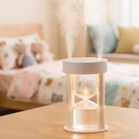 Humidificateur d'air miniature portable double lumière sablier H2O pour chambre à coucher, avec fonction de refroidissement nocturne et éclairage USB