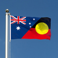 Drapeau national australien aborigène en polyester 3x5 pieds, couleurs vives, résistant à la décoloration, avec œillets en laiton, pour l'extérieur, vente en gros