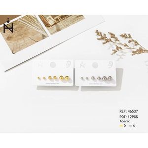 Boucles d'oreilles Zi Stud 4mm 6mm 8mm en acier inoxydable, ensemble de boules pour femmes, accessoire de bijouterie - Product Image 1