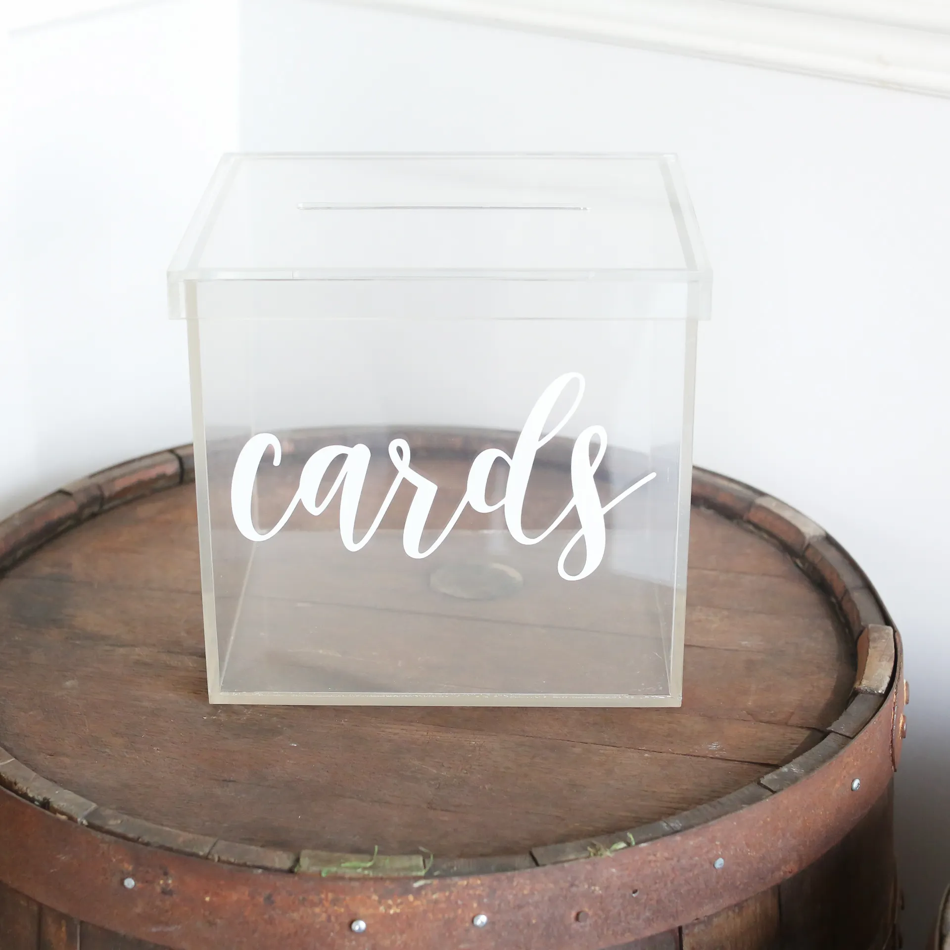 Caja de tarjeta acrílica transparente personalizada, fabricante de fábrica, con tapa para boda, recepción, fiesta de cumpleaños, venta al por mayor
