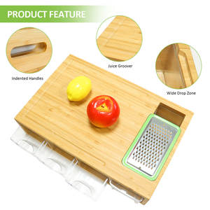 Bloc à découper en bois de <span class=keywords><strong>bambou</strong></span> avec tiroirs et jarretelles - Product Image 3