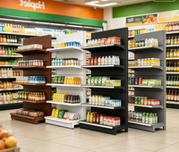Étagères Gondoles Réglables 6 Niveaux, Cadre en Fer, Capacité 100 kg, Noir et Blanc, pour Magasins de Détail, Librairies, Pharmacies, Papeteries